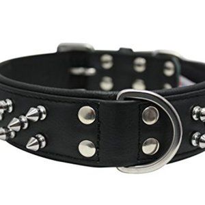 Angel Leather Triple Spiked Dog Collar NWT